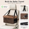 JOEJOY Deluxe Dog Booster Seat with Sturdy Metal Frame and Safety Leash for Small Pets up to 20 lbs – Portable Puppy Dog Car Seat with Thick Cushion and Storage Pockets for Small Dogs, Brown(Bronw)