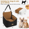 JOEJOY Dog Car Seats for Small Medium Dogs Under 35lbs, Dog Booster Seat with Detachable Washable Cover and Cushion, Memory Foam Pet Car Seat with Safety Belt and Storage Pockets (BP)(Brown)