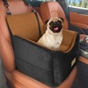 JOEJOY Dog Car Seats for Small Medium Dogs Under 35lbs, Dog Booster Seat with Detachable Washable Cover and Cushion, Memory Foam Pet Car Seat with Safety Belt and Storage Pockets (BP)(Brown)