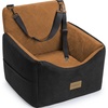 JOEJOY Dog Car Seats for Small Medium Dogs Under 35lbs, Dog Booster Seat with Detachable Washable Cover and Cushion, Memory Foam Pet Car Seat with Safety Belt and Storage Pockets (BP)(Brown)