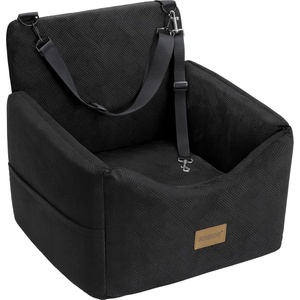 JOEJOY Dog Car Seats for Small Medium Dogs Under 35lbs, Dog Booster Seat with Detachable Washable Cover and Cushion, Memory Foam Pet Car Seat with Safety Belt and Storage Pockets (BP)(Black)